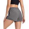 image:imageStelle Women Running Shorts with Pockets High Waisted Drawstring Athletic Workout QuickDry Gym Shorts Mesh LinerSmoke Grey