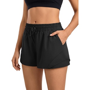 image:imageStelle Women Running Shorts with Pockets High Waisted Drawstring Athletic Workout QuickDry Gym Shorts Mesh LinerBlack