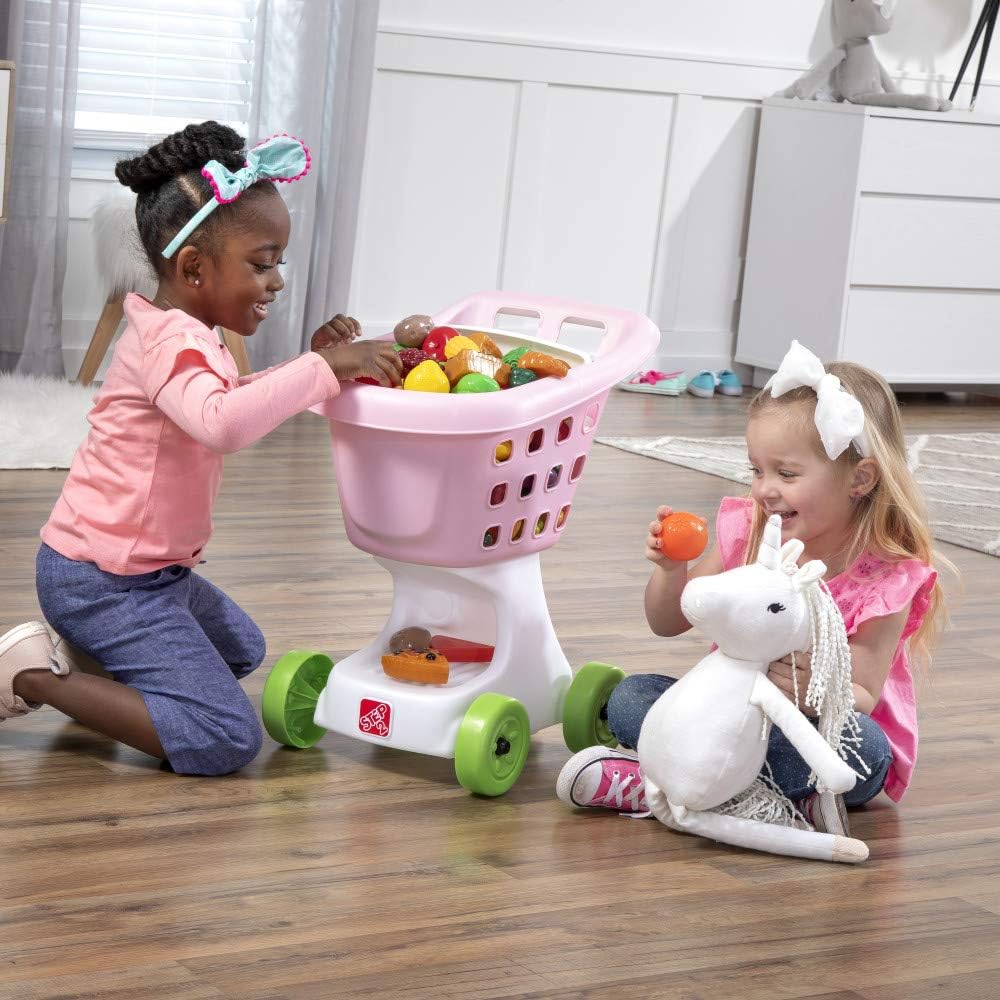 Step2 Little Helper's Shopping Cart for Kids, Grocery Store Pretend Play Toy for Toddlers Ages 2+ Years Old, Durable, Easy Assembly, Bright Colors, Blue