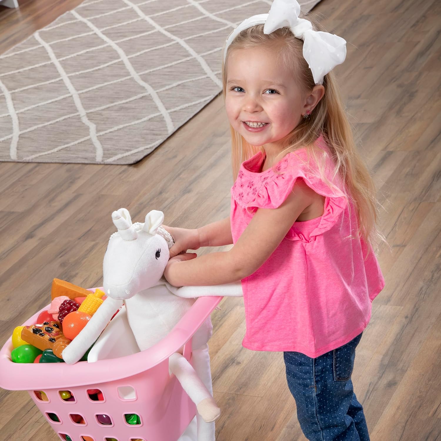 Step2 Little Helper's Shopping Cart for Kids, Grocery Store Pretend Play Toy for Toddlers Ages 2+ Years Old, Durable, Easy Assembly, Bright Colors, Blue