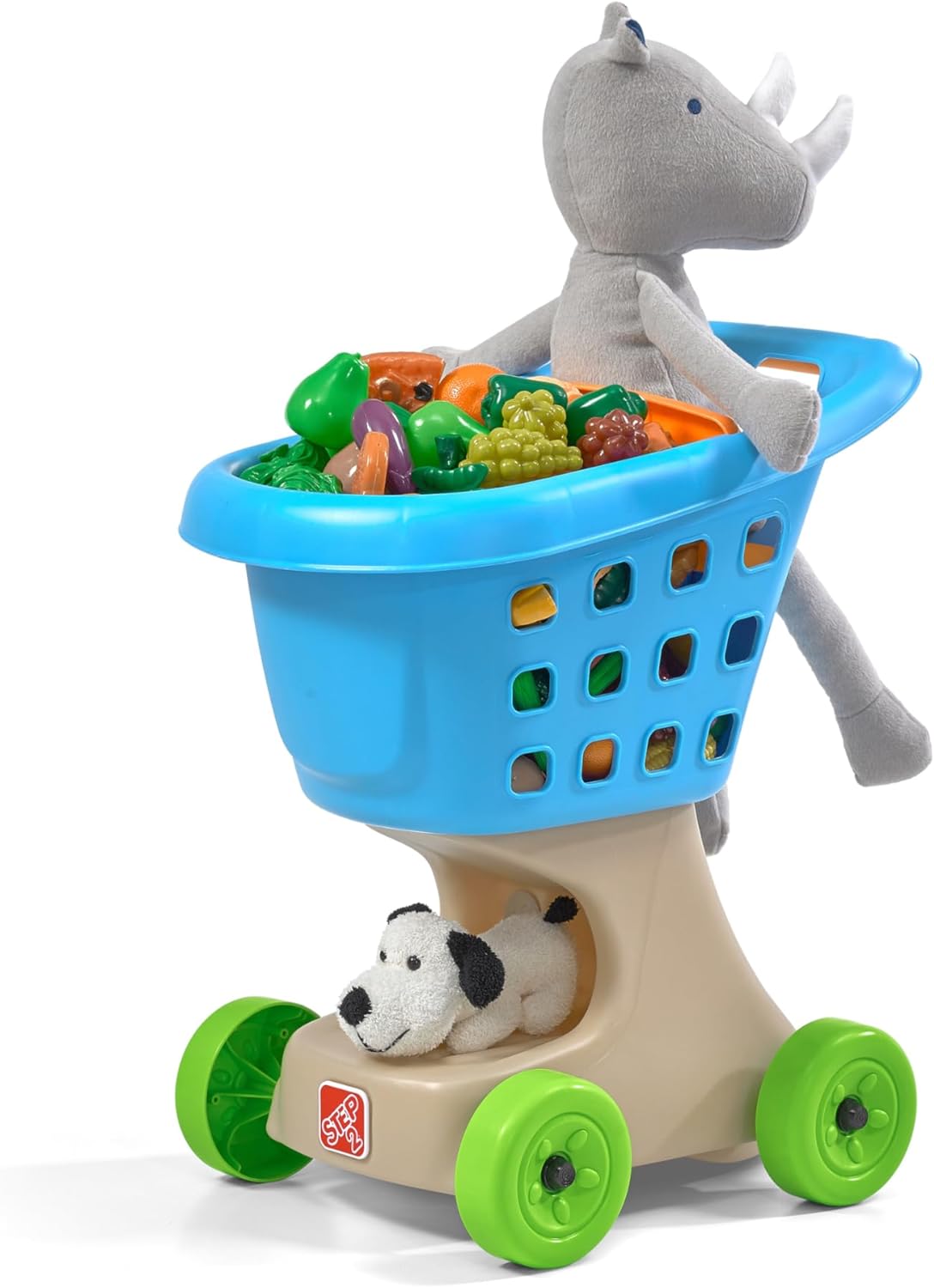 Step2 Little Helper's Shopping Cart for Kids, Grocery Store Pretend Play Toy for Toddlers Ages 2+ Years Old, Durable, Easy Assembly, Bright Colors, Blue