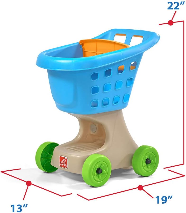 Step2 Little Helper's Shopping Cart for Kids, Grocery Store Pretend Play Toy for Toddlers Ages 2+ Years Old, Durable, Easy Assembly, Bright Colors, Blue