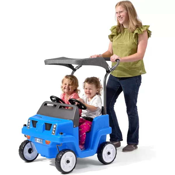 Step 2 Side-by-Side Push Around SUV Car for Kids, Easy Steer Double Rider Push Car, Toddlers Ages 1.5 - 5 Years Old, Ideal Stroller Substitute, Blue, 39"H x 25"W x 35"D