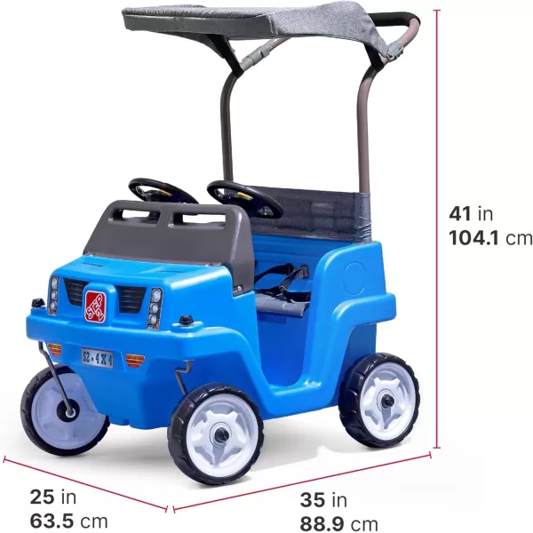 Step 2 Side-by-Side Push Around SUV Car for Kids, Easy Steer Double Rider Push Car, Toddlers Ages 1.5 - 5 Years Old, Ideal Stroller Substitute, Blue, 39"H x 25"W x 35"D