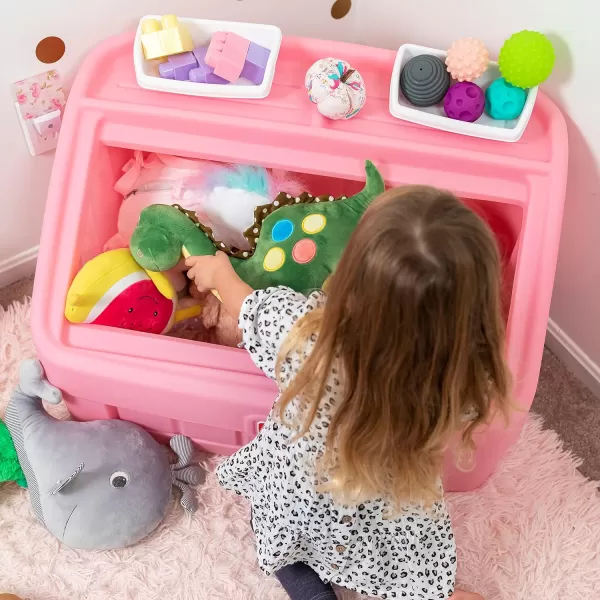 Step2 2-in-1 Toy Box and Easel Lid for Kids, Playroom Storage and Organizer, Lid Coverts to Art Table, Ages 2+ Years Old, Gray