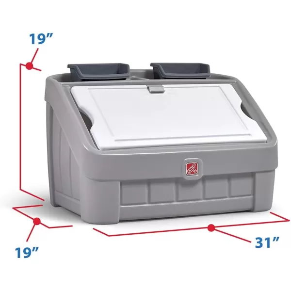 Step2 2-in-1 Toy Box and Easel Lid for Kids, Playroom Storage and Organizer, Lid Coverts to Art Table, Ages 2+ Years Old, Gray