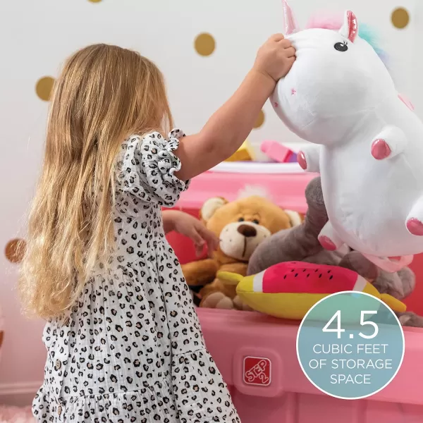 Step2 2-in-1 Toy Box and Easel Lid for Kids, Playroom Storage and Organizer, Lid Coverts to Art Table, Ages 2+ Years Old, Gray