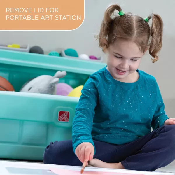 Step2 2-in-1 Toy Box and Easel Lid for Kids, Playroom Storage and Organizer, Lid Coverts to Art Table, Ages 2+ Years Old, Gray