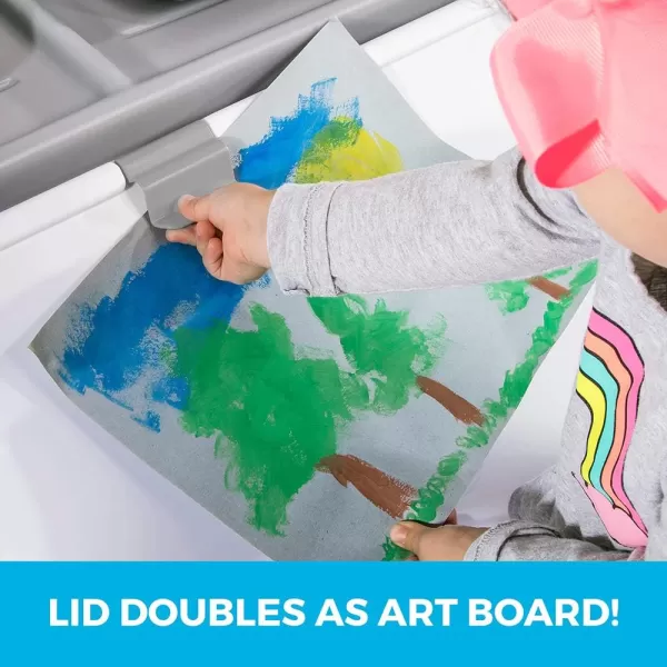 Step2 2-in-1 Toy Box and Easel Lid for Kids, Playroom Storage and Organizer, Lid Coverts to Art Table, Ages 2+ Years Old, Gray