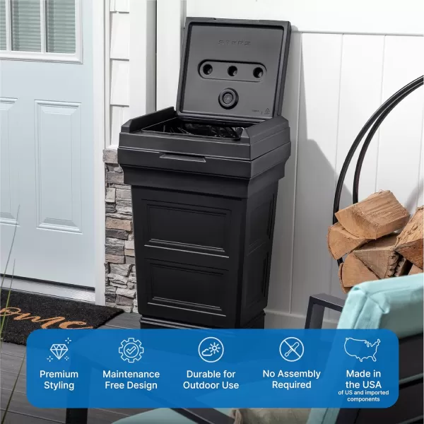 Step2 Atherton Onyx Black 30-Gallon Indoor/Outdoor Trash Can with Removable Lid
