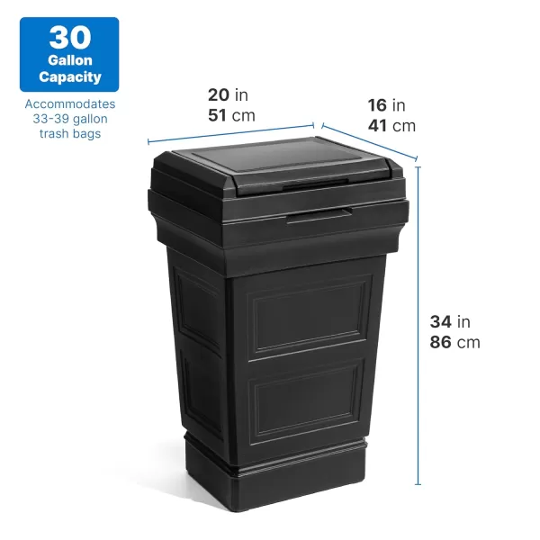 Step2 Atherton Onyx Black 30-Gallon Indoor/Outdoor Trash Can with Removable Lid
