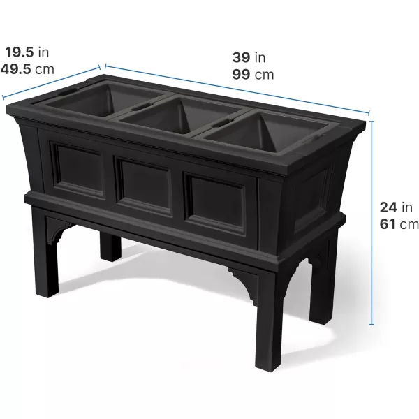 Step2 Atherton Planter Box, Large Outside All-Season All-Weather Gardening Box for Patio and Front Porch Planter, Onyx Black