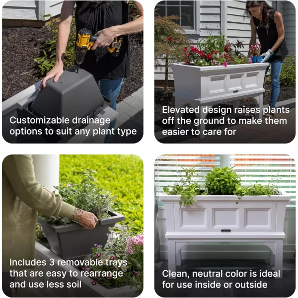 Step2 Atherton Planter Box, Large Outside All-Season All-Weather Gardening Box for Patio and Front Porch Planter, Onyx Black