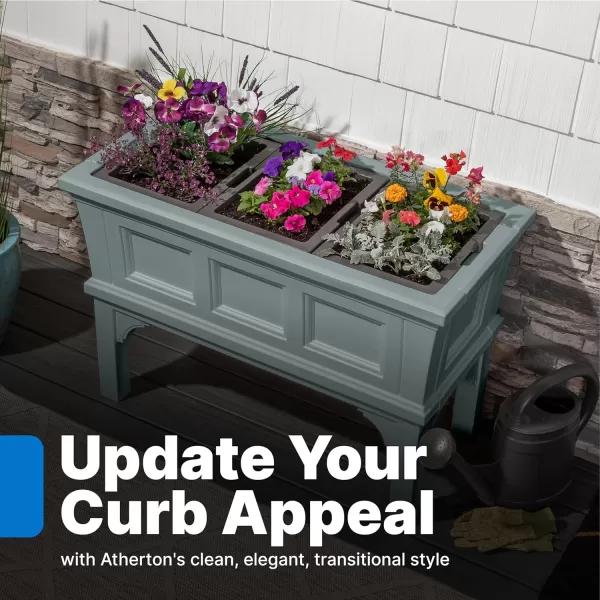 Step2 Atherton Planter Box, Large Outside All-Season All-Weather Gardening Box for Patio and Front Porch Planter, Onyx Black