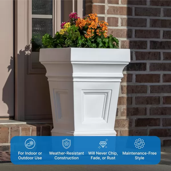 Step2 Atherton Square Planter Box, Outside All-Weather Gardening and Flower Box, For Patio or Front Porch, 2-Pack, Onyx Black