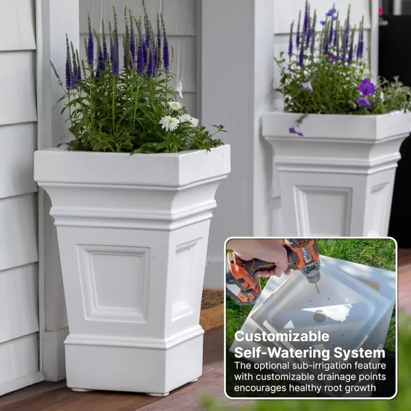 Step2 Atherton Square Planter Box, Outside All-Weather Gardening and Flower Box, For Patio or Front Porch, 2-Pack, Onyx Black