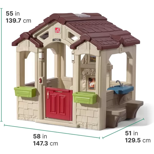 Step2 Charming Cottage Kids Playhouse, Indoor and Outdoor Playset, Interactive Sounds, Toddlers 2+ Years Old, Easy to Assemble Backyard Discovery Playhouse