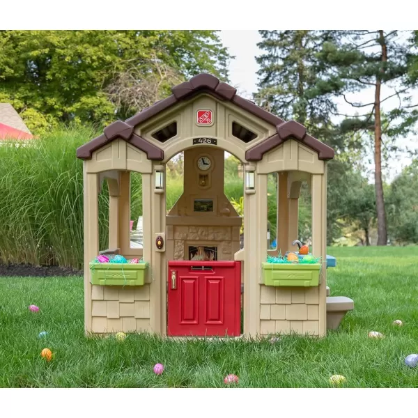 Step2 Charming Cottage Kids Playhouse, Indoor and Outdoor Playset, Interactive Sounds, Toddlers 2+ Years Old, Easy to Assemble Backyard Discovery Playhouse