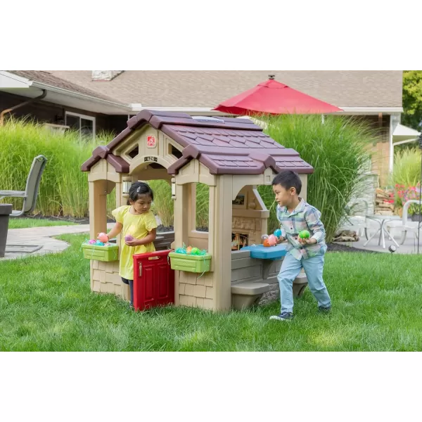 Step2 Charming Cottage Kids Playhouse, Indoor and Outdoor Playset, Interactive Sounds, Toddlers 2+ Years Old, Easy to Assemble Backyard Discovery Playhouse