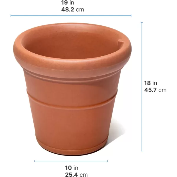 Step2 Claremont Tall Round Planter Pot, Onyx Black – Large Planter for Outdoor/Indoor Use – Maintenance Free Design – Ideal Patio and Front Porch Planter – Measures 19" x 19" x 18"