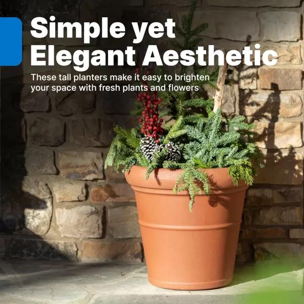 Step2 Claremont Tall Round Planter Pot, Onyx Black – Large Planter for Outdoor/Indoor Use – Maintenance Free Design – Ideal Patio and Front Porch Planter – Measures 19" x 19" x 18"
