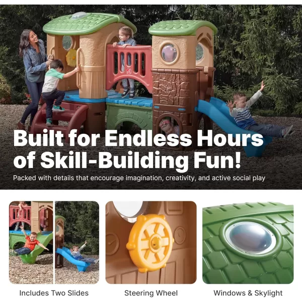 Step2 Clubhouse Climber Playset for Kids, Ages 2 –6 Years Old, Two Toddler Slides and Climbing Wall, Play Gym with Elevated Playhouse, Kids Outdoor Playground sets for Backyards
