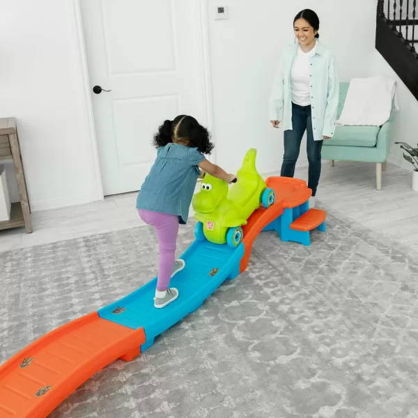 Step2 Dino Dash Up &amp; Down Roller Coaster Toy for Kids, Ride On Push Car, Indoor/Outdoor Playset, Toddler Ages 2-5 Years Old, Compact Storage, Max Weight 50 lb., Green