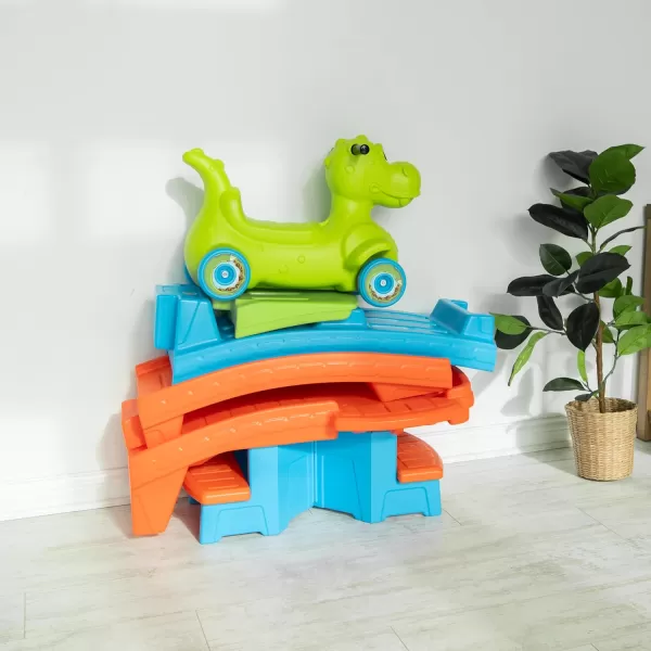 Step2 Dino Dash Up &amp; Down Roller Coaster Toy for Kids, Ride On Push Car, Indoor/Outdoor Playset, Toddler Ages 2-5 Years Old, Compact Storage, Max Weight 50 lb., Green