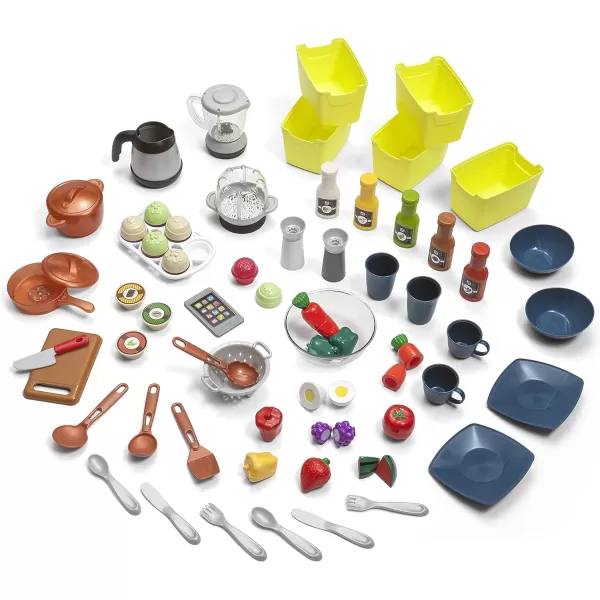 Step2 Elegant Edge Kitchen Set for Kids – Includes 70+ Toy Kitchen Accessories, Interactive Features–50" x 65.75" x 14" &amp; Big Builders Pro Kids Workbench – Includes 45 Toy Workbench Accessories