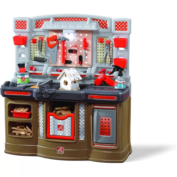 Step2 Elegant Edge Kitchen Set for Kids – Includes 70+ Toy Kitchen Accessories, Interactive Features–50" x 65.75" x 14" &amp; Big Builders Pro Kids Workbench – Includes 45 Toy Workbench Accessories