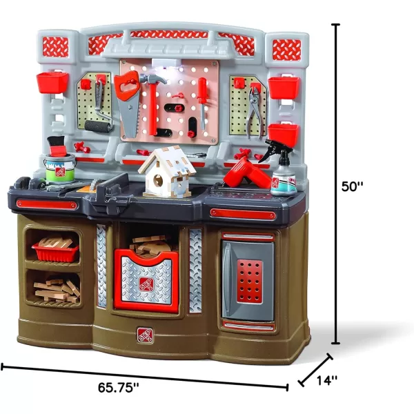 Step2 Elegant Edge Kitchen Set for Kids – Includes 70+ Toy Kitchen Accessories, Interactive Features–50" x 65.75" x 14" &amp; Big Builders Pro Kids Workbench – Includes 45 Toy Workbench Accessories