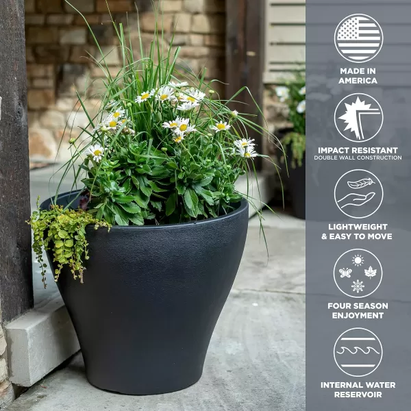 Step2 Fernway Planter, Outside All-Weather Endurance Planter, Indoor Outdoor Large Flower Pot, Patio Garden or Front Porch Decor, Onyx Black, 1-Pack
