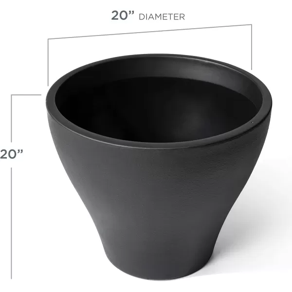 Step2 Fernway Planter, Outside All-Weather Endurance Planter, Indoor Outdoor Large Flower Pot, Patio Garden or Front Porch Decor, Onyx Black, 1-Pack