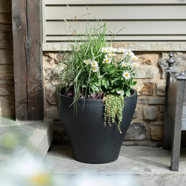 Step2 Fernway Planter, Outside All-Weather Endurance Planter, Indoor Outdoor Large Flower Pot, Patio Garden or Front Porch Decor, Onyx Black, 1-Pack