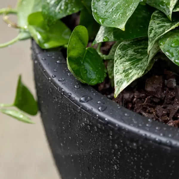 Step2 Fernway Planter, Outside All-Weather Endurance Planter, Indoor Outdoor Large Flower Pot, Patio Garden or Front Porch Decor, Onyx Black, 1-Pack