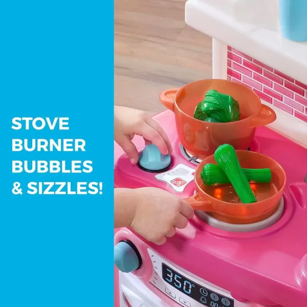 Step2 Fun with Friends Kids Kitchen, Indoor/Outdoor Play Kitchen Set, Toddlers 2+ Years Old, 25 Piece Kitchen Toy Set, Easy to Assemble, Pink