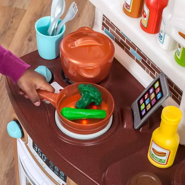 Step2 Fun with Friends Kids Kitchen, Indoor/Outdoor Play Kitchen Set, Toddlers 2+ Years Old, 25 Piece Kitchen Toy Set, Easy to Assemble, Pink