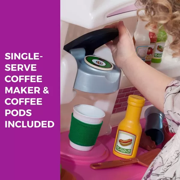Step2 Fun with Friends Kids Kitchen, Indoor/Outdoor Play Kitchen Set, Toddlers 2+ Years Old, 25 Piece Kitchen Toy Set, Easy to Assemble, Pink