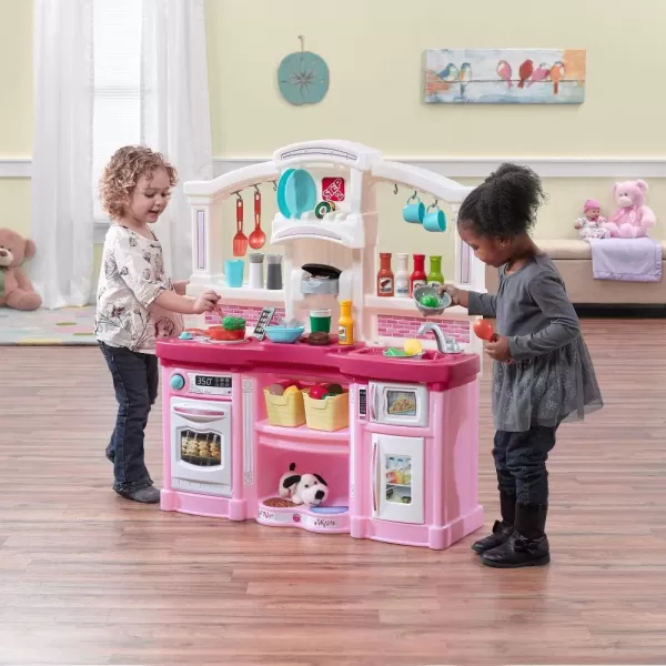 Step2 Fun with Friends Kids Kitchen, Indoor/Outdoor Play Kitchen Set, Toddlers 2+ Years Old, 25 Piece Kitchen Toy Set, Easy to Assemble, Pink
