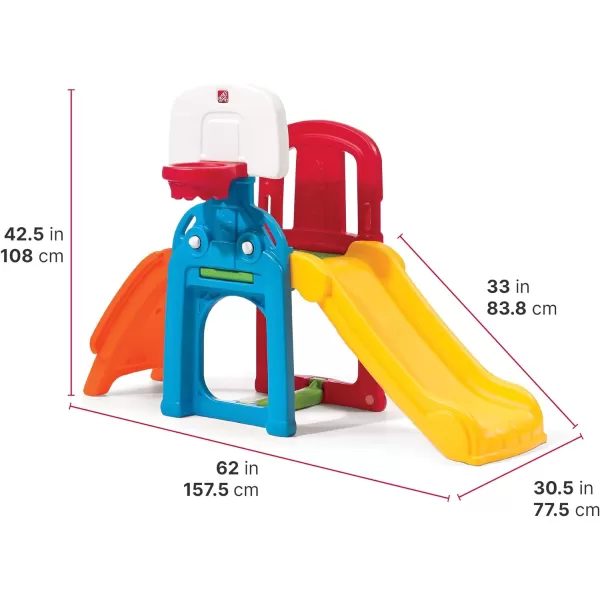 Step2 Game Time Sports Climber &amp; Slide for Kids, Indoor/Outdoor Playground Set, Slide, Basketball Hoop, Climbing Wall, Easy to Assemble, Backyard Playset, Kids Ages 2 – 6 Years Old