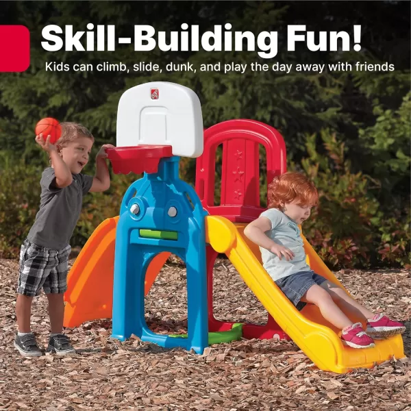 Step2 Game Time Sports Climber &amp; Slide for Kids, Indoor/Outdoor Playground Set, Slide, Basketball Hoop, Climbing Wall, Easy to Assemble, Backyard Playset, Kids Ages 2 – 6 Years Old