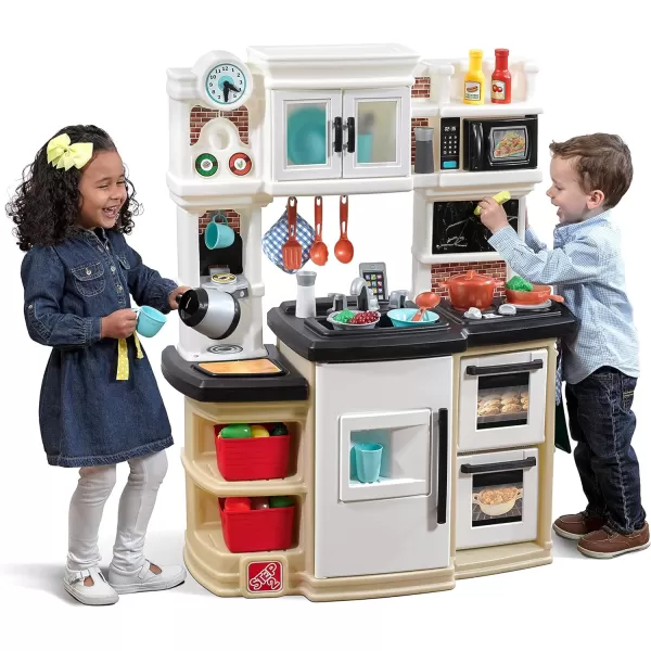 Step2 Great Gourmet Kitchen | Durable Kids Kitchen Playset with Lights &amp; Sounds | Tan Plastic Play Kitchen