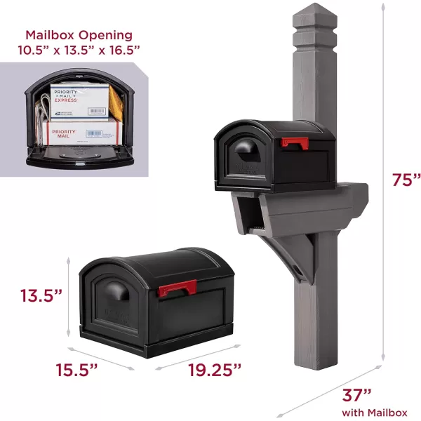 Step2 Highland Extra Large Mailbox and Mailbox Post Kit, Easy to Install, Mailboxes for Outside, Heavy-Duty, Weather Resistant, Dark Cedar