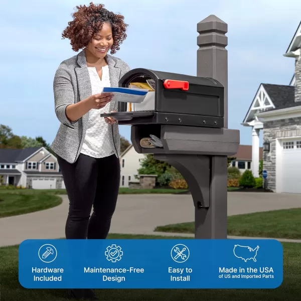 Step2 Lakewood Extra Large Mailbox and Mailbox Post Kit, Easy to Install, Mailboxes for Outside, Heavy-Duty, Weather Resistant, Brown