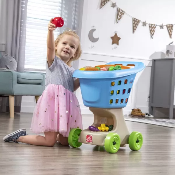 Step2 Little Helper's Shopping Cart for Kids, Grocery Store Pretend Play Toy for Toddlers Ages 2+ Years Old, Durable, Easy Assembly, Bright Colors, Blue
