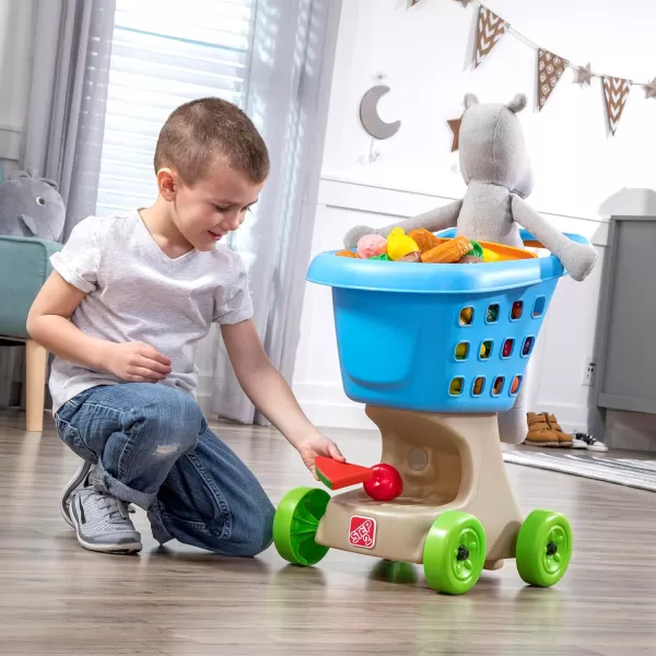 Step2 Little Helper's Shopping Cart for Kids, Grocery Store Pretend Play Toy for Toddlers Ages 2+ Years Old, Durable, Easy Assembly, Bright Colors, Blue