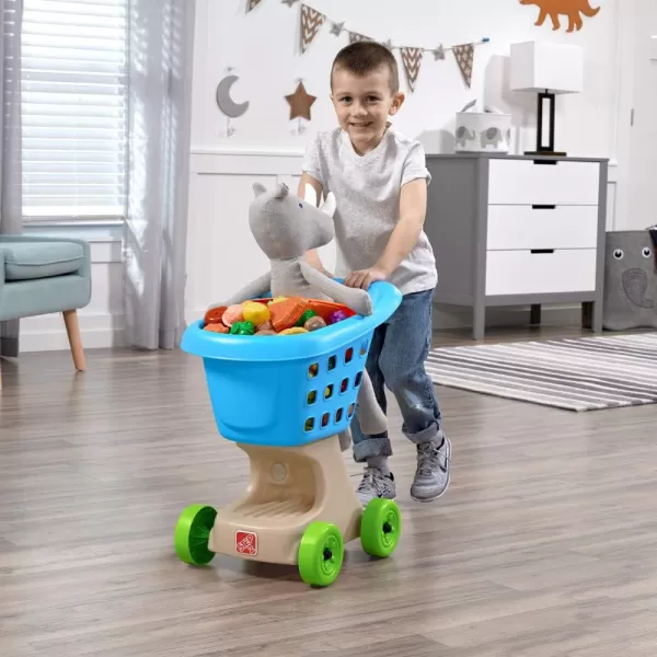Step2 Little Helper's Shopping Cart for Kids, Grocery Store Pretend Play Toy for Toddlers Ages 2+ Years Old, Durable, Easy Assembly, Bright Colors, Blue