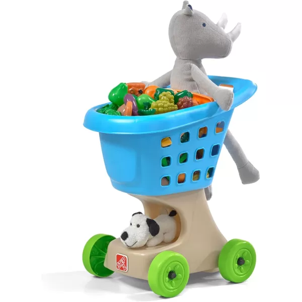 Step2 Little Helper's Shopping Cart for Kids, Grocery Store Pretend Play Toy for Toddlers Ages 2+ Years Old, Durable, Easy Assembly, Bright Colors, Blue