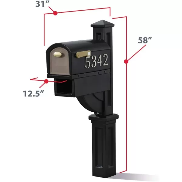Step2 Mailmaster Hudson Mailbox, Easy to Install, Large Mailboxes for Outside, Heavy-Duty, Weather Resistant, Black