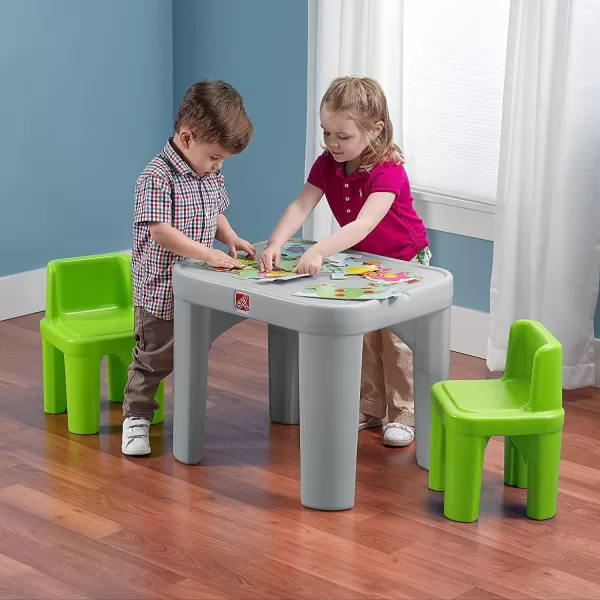 Step2 Mighty My Size Kids Table and Chair Set, Playroom Toddler Activity Table, Arts and Crafts, Ages 2+ Years Old, Gray &amp; Red